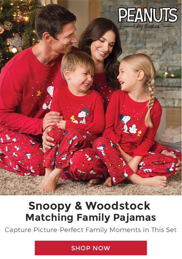 Peanuts by Schulz Snoopy & Woodstock Matching Family Pajamas Capture Picture-Perfect Family Moments in This Set SHOP NOW
