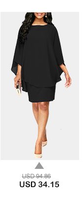 Black Chiffon Overlay Round Neck Dress