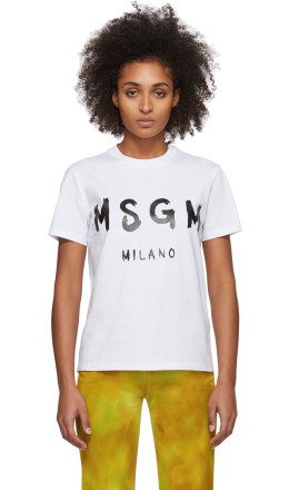 MSGM - White Artist Logo T Shirt