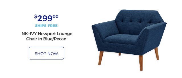 INK+IVY Newport Lounge Chair in Blue/Pecan | $299.00 | ships free | shop now