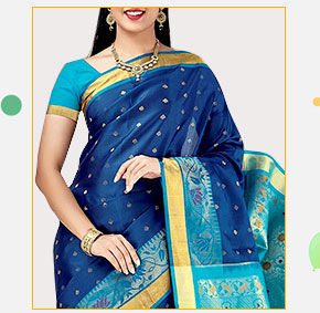 Pure Kanchipuram Silk Handloom Saree in Navy Blue