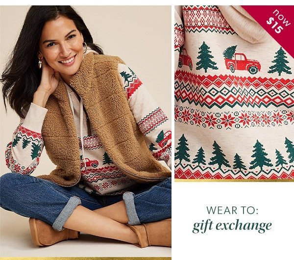 Now $15. Wear to: Gift exchange. Model wearing maurices clothing.