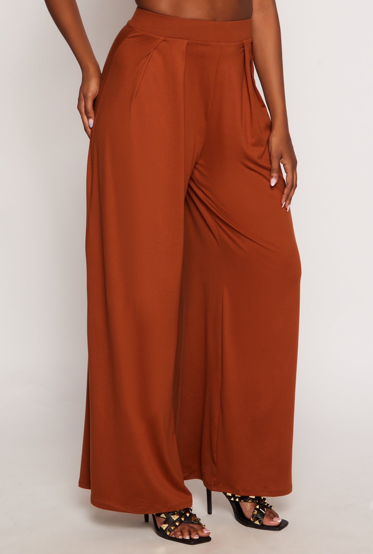 Soft Knit High Waisted Palazzo Pants