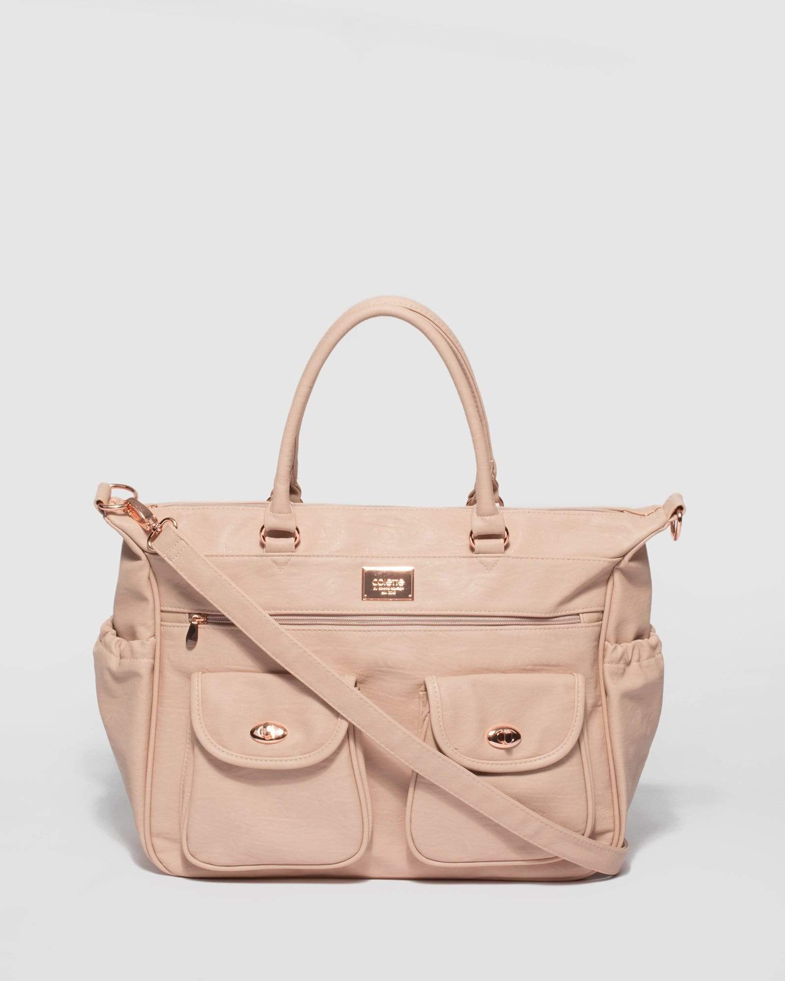Image of Pink Baby Travel Bag with rose gold hardware