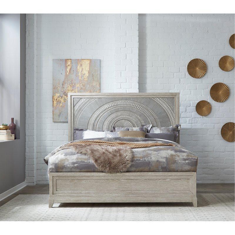 Washed Taupe and Silver Champagne Queen Bed - Belmar