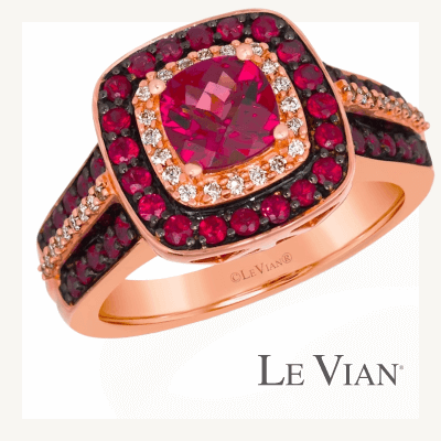 Le Vian Cushion-Cut Pink Tourmaline & Ruby Ring 1/6 ct tw Diamonds 14K Strawberry Gold