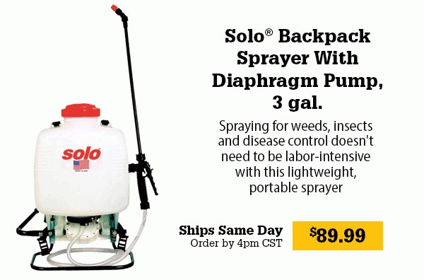 Solo® Backpack Sprayer With Diaphragm Pump, 3 gal.