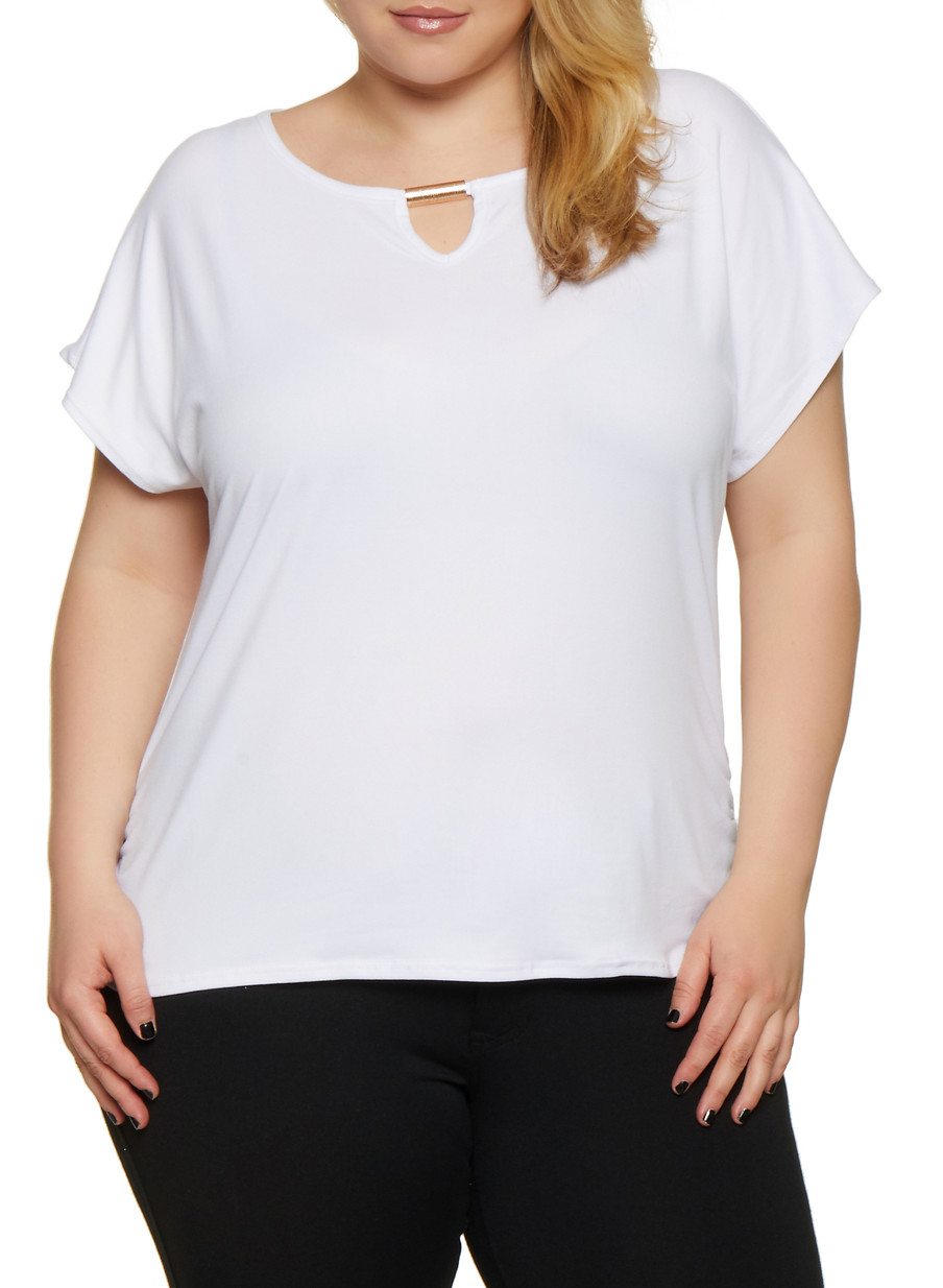 Plus Size Ruched Side Soft Knit Tee