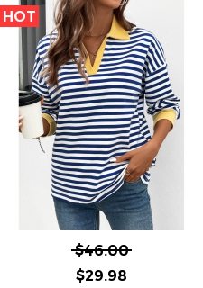 Navy Patchwork Striped Long Sleeve T Shirt