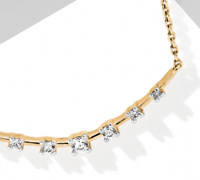 Diamond Smile Necklace 1/5 ct tw Round-cut 10K Yellow Gold 16.4''