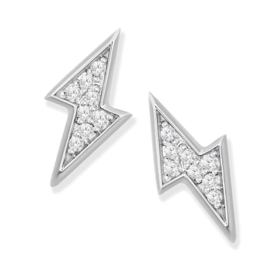 Diamond Lightning Bolt Stud Earrings 1/4 ct tw 10K White Gold