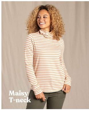 Maisey Long Sleeve T-neck in Salt Stripe