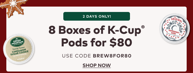 8 Boxes of K-Cup® Pods for $80 with code BREW8FOR80