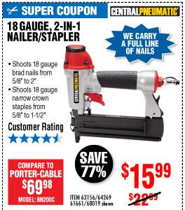 18 Gauge 2-in-1 Air Nailer/Stapler