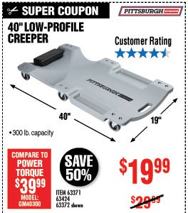 40 in. 300 lbs. Capacity Low-Profile Creeper