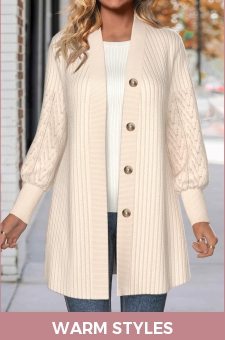 ROTITA Lace Beige Long Sleeve Button Coat