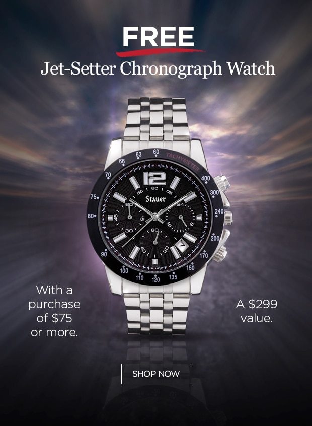 Free Jet-Setter Chronograph Watch with purchase of $75 or more