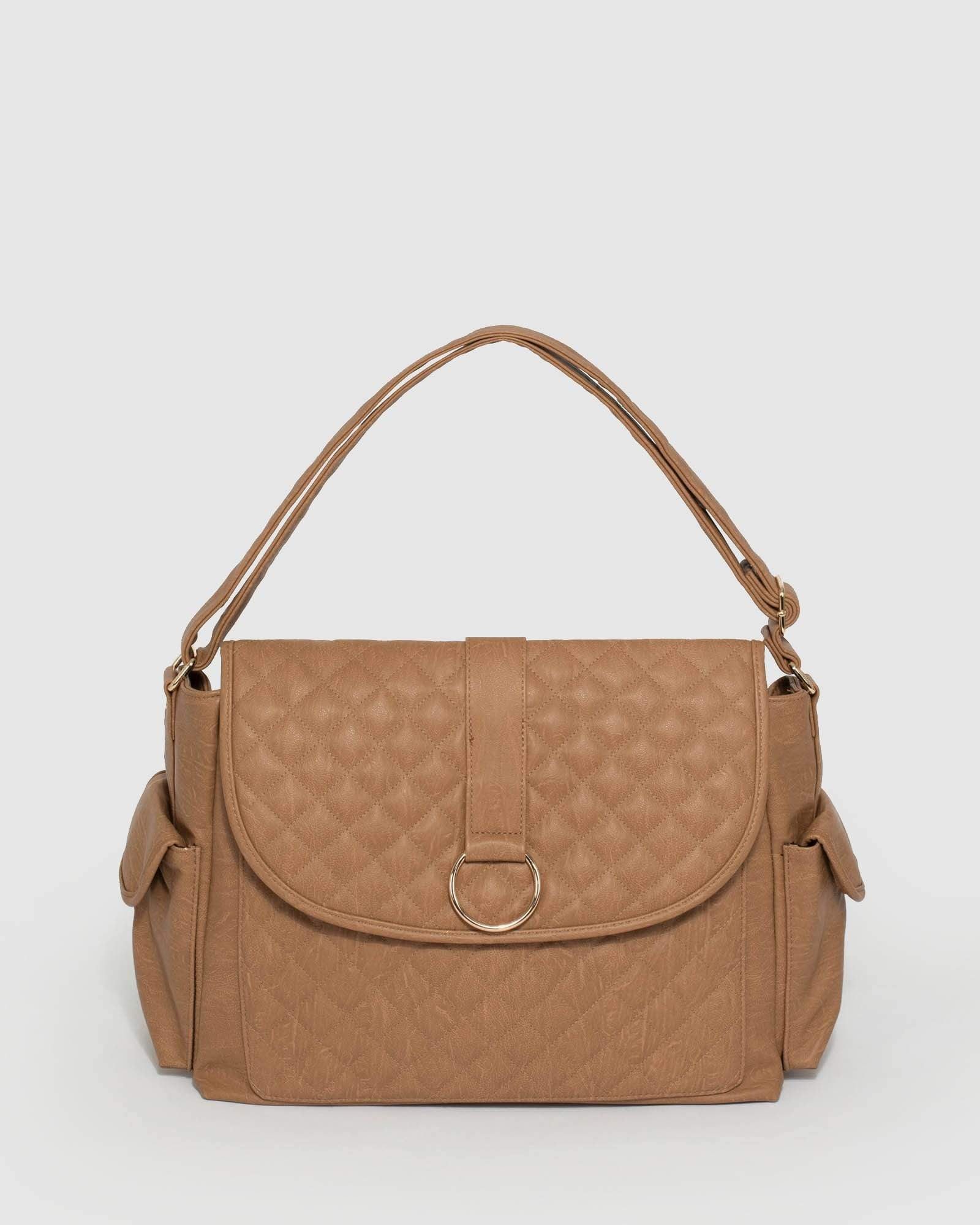 Image of Caramel Quilted Ring Baby Bag