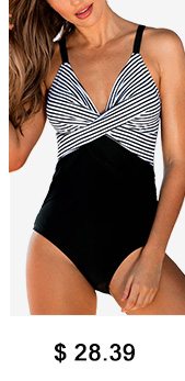 Spaghetti Strap Striped One Piece Swimwear