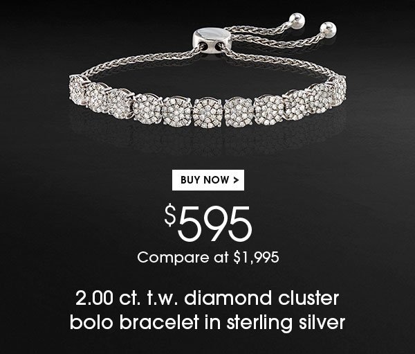 2.00 ct. t.w. diamond cluster bolo bracelet in sterling silver. $595. Buy Now