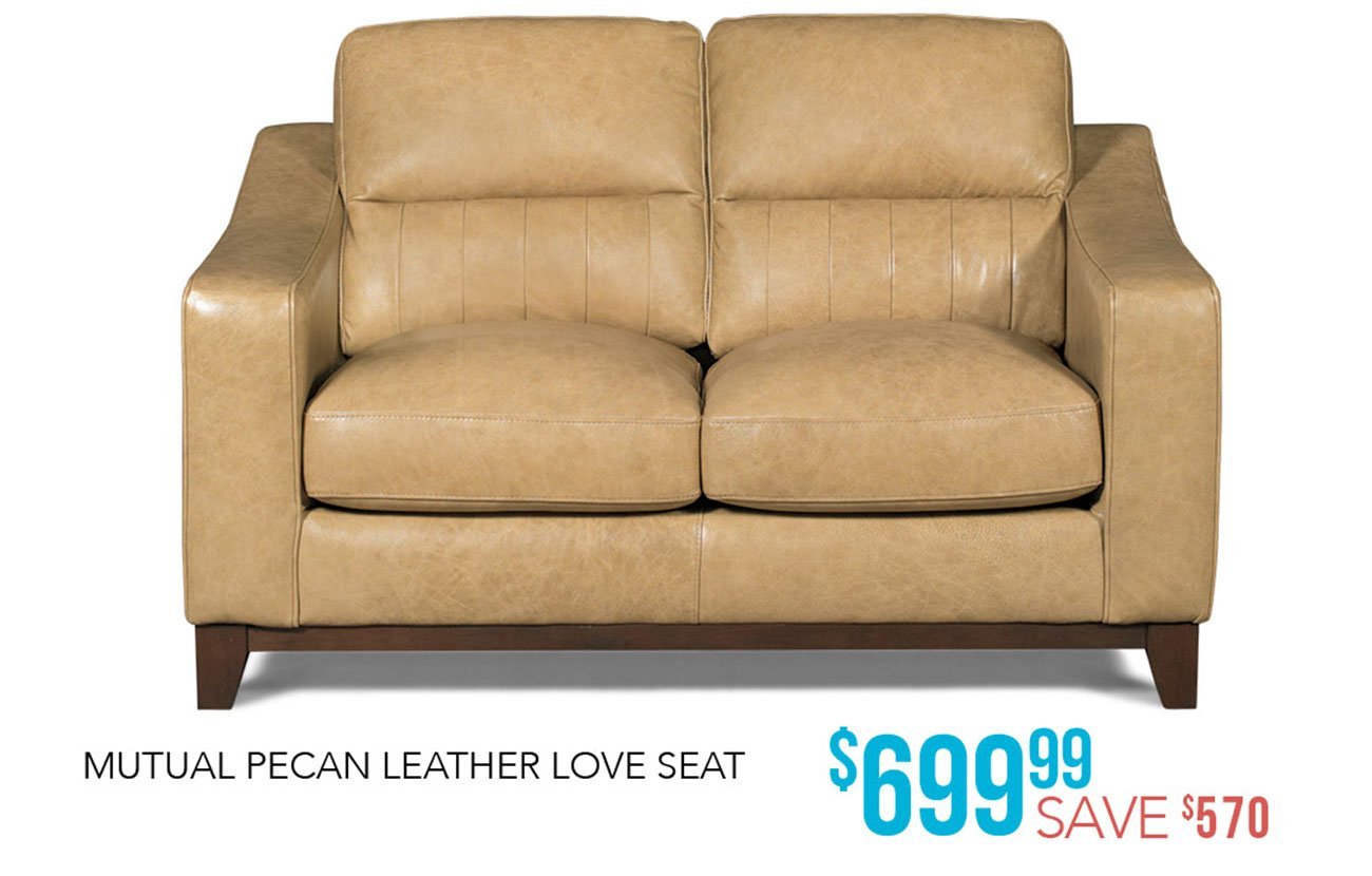 Mutual-pecan-leather-love-seat