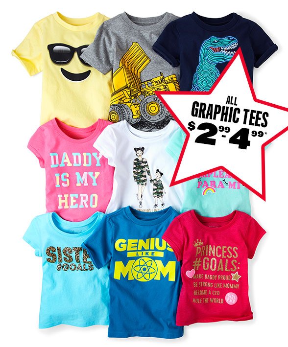 All Graphic Tees $3.99 to $4.99