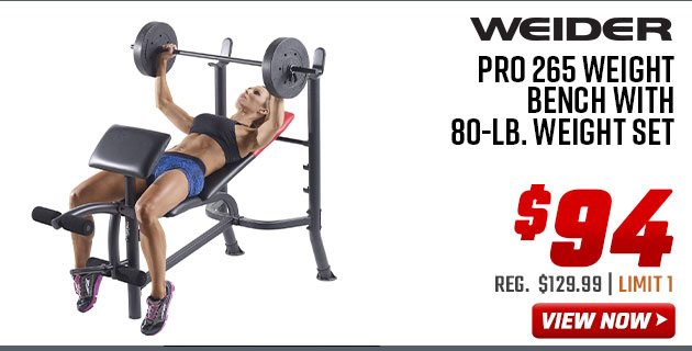 WEIDER Pro 265 Weight Bench with 80-lb. Weight Set