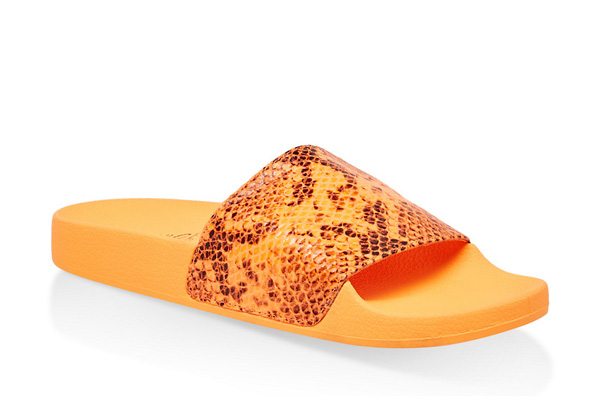 Neon Snake Print Pool Slides