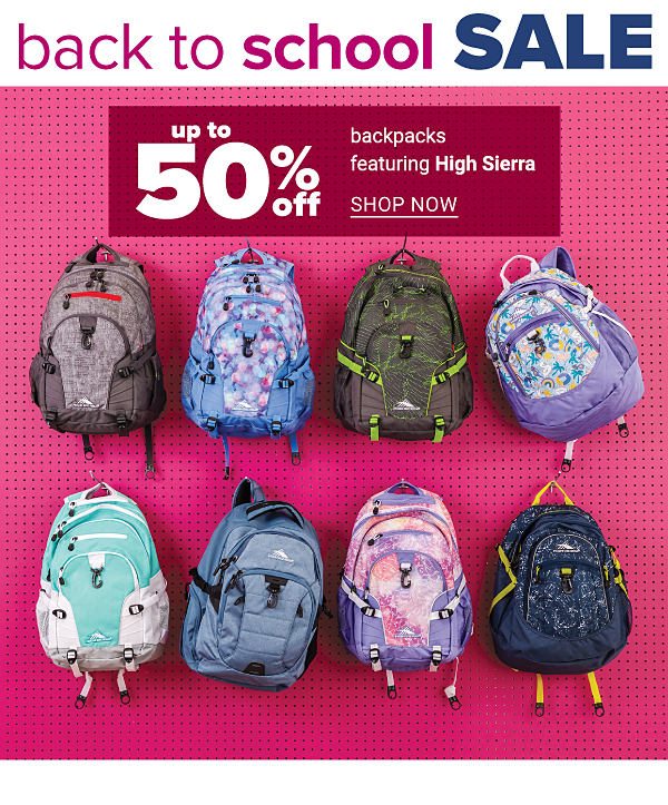 Up to 50% off Backpacks feat. High Sierra - Shop Now