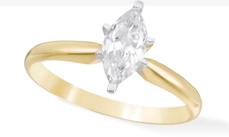 Certified Marquise-Cut Diamond Solitaire Engagement Ring 1 ct tw 14K Yellow Gold (I/I1)