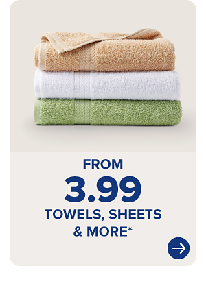 A stack of beige, white and green towels. From 3.99 towels, sheets and more.