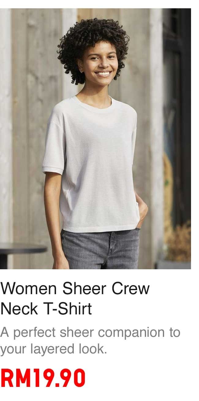 WOMEN SHEER CREW NECK T-SHIRT