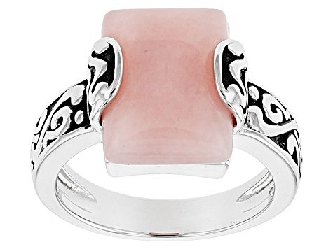 Pink Peruvian Opal Sterling Silver Solitaire Ring
