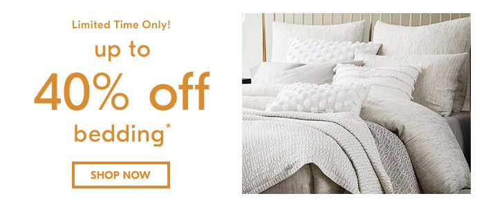 Up to 40% off bedding