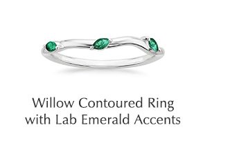 Willow Contoured Ring with Lab Emerald Accents