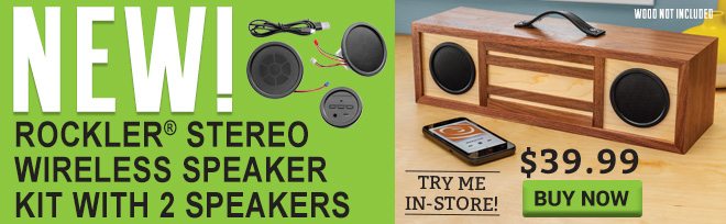 New! Rockler Stereo Wireless Speaker Kit with 2 Speakers