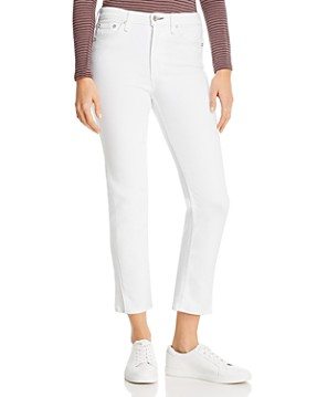 Nina Straight-Leg Cigarette Jeans in Optic White