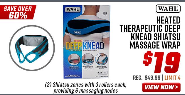 Wahl Heated Therapeutic Deep Knead Shiatsu Massage Wrap 