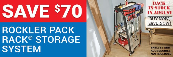 Save $70 on the Rockler Pack Rack Storage System, Back In-Stock in August, Buy now, save now!