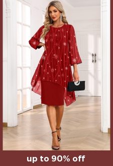 ROTITA Fake 2in1 Snowflake Print Red High Low Dress