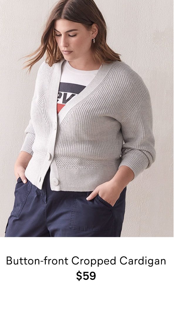 Button-front cropped cardigan