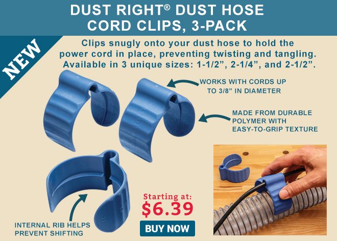 Dust Right Dust Hose Cord Clips - 3-pack