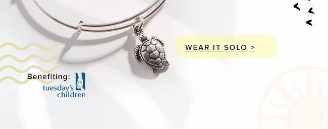 Or, wear the charitable Sea Turtle Charm solo and support Tuesday’s Children.