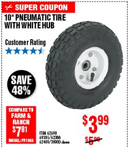  10 in. Pneumatic Tire with White Hub