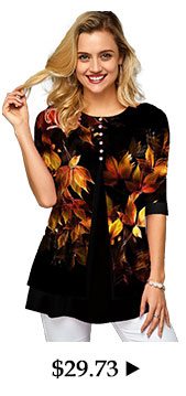 Printed Button Front Half Sleeve T Shirt