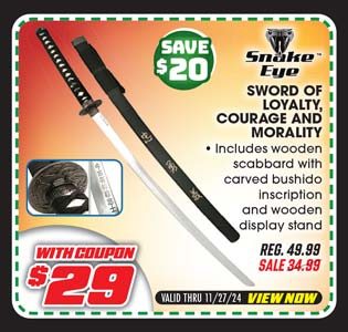 Snake Eye Tactical Sword of Loyalty, Courage and Morality