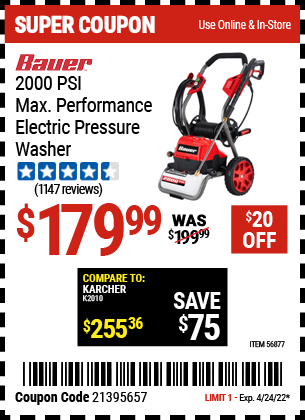 2000 PSI Max Performance Electric Pressure Washer