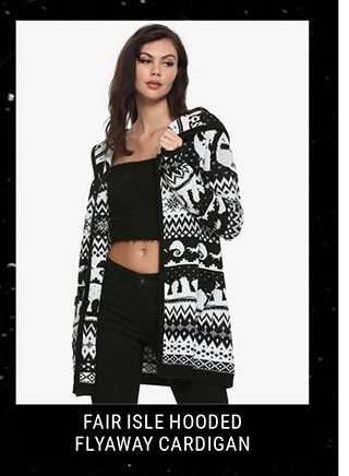 Fair Isle Hooded Flyaway Cardigan
