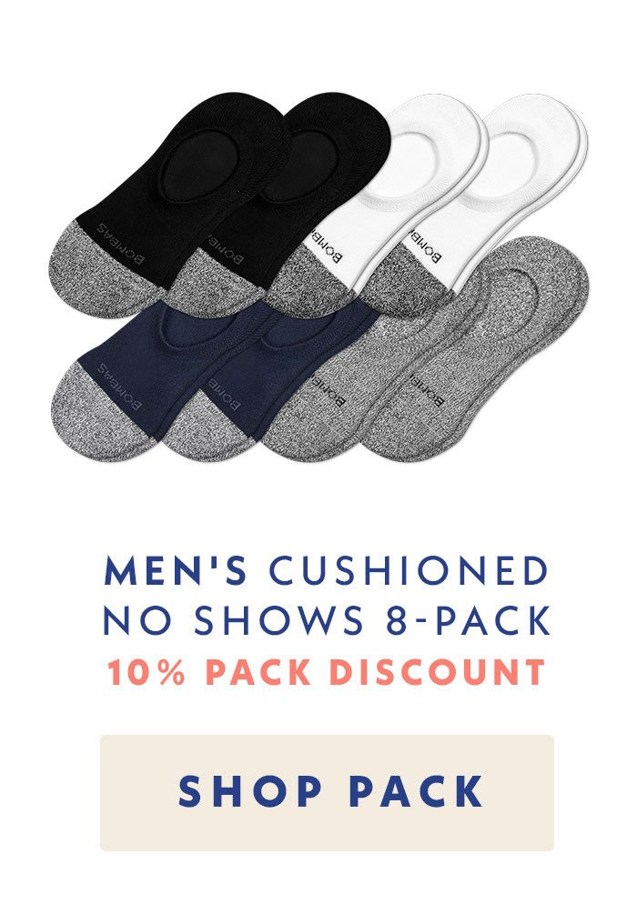 Men's Cushioned No Shows 8 Pack | Shop Pack