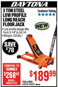 3 ton Long Reach Low Profile Steel Heavy Duty Floor Jack with Rapid Pump